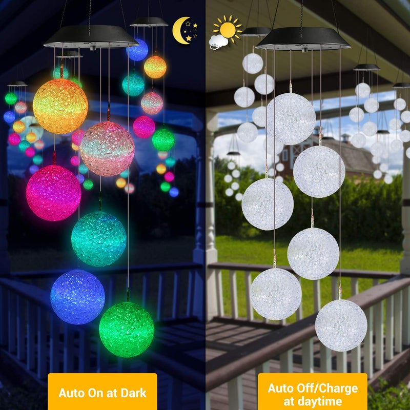 Toodour Solar Wind Chime, Color Changing Ball Wind Chimes, LED Decorative Mobile, Gifts for Mom Grandma, Waterproof Outdoor Solar Lights for Garden, Patio, Party, Yard, Window, Outdoor Decorations - Image 2